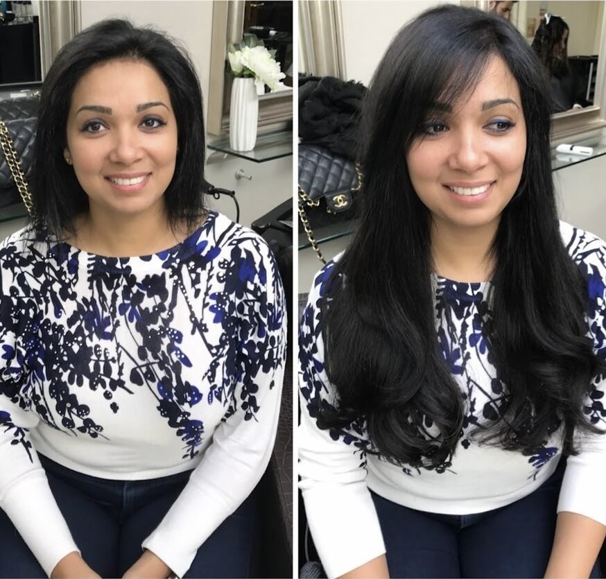 Black hair extensions short to long before and after